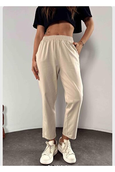 Tommes Butik Elastic Waist Gabardine Women's Trousers