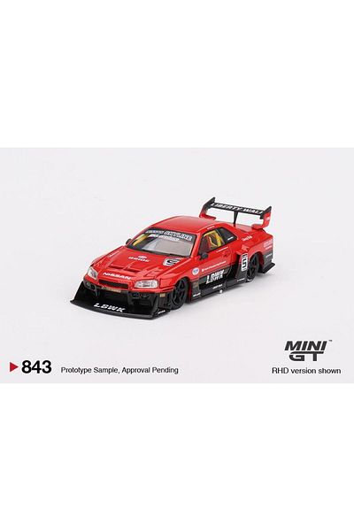 mini gt 1:64 Nissan Lb-Er34 Super Silhouette Skyline Diecast Model Car - Red/Black