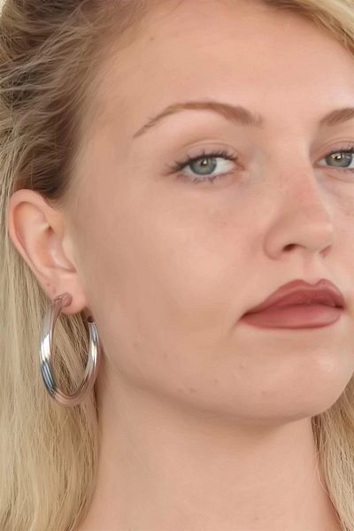 Moco Silver Color Hoop Metal Earrings
