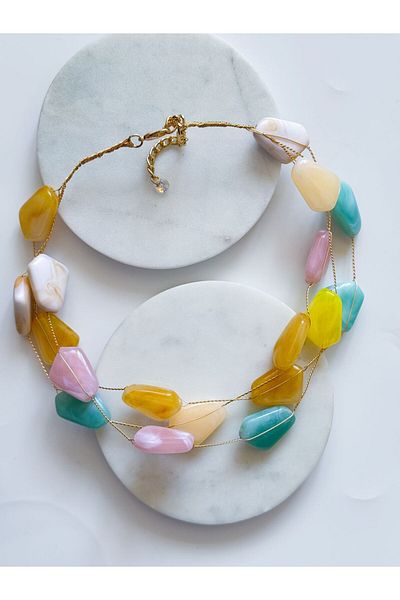 CHARMLUCKY Colorful Wire Choker Necklace