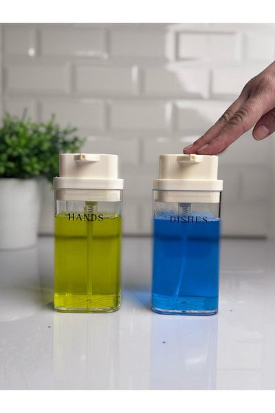 Okyanus Home Λευκός Deluxe Τετράγωνος Διανομέας Διαφανούς Υγρού Σαπουνιού 2 συσκευασιών