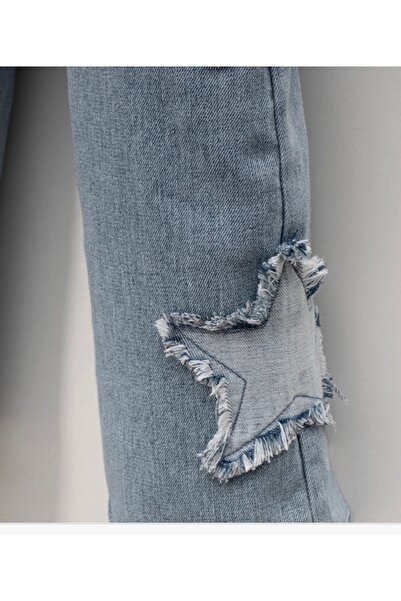 Ufuk Çizgisi KIZ ÇOCUK 5-8 YAŞ YILDIZ DETAYLI KOT SALOPET