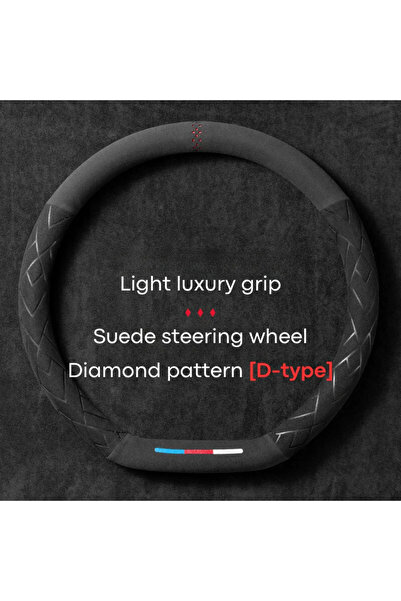 Choice Diamond D Car Steering Wheel Covers Cowhide Suede Steering Wheel Cover...
