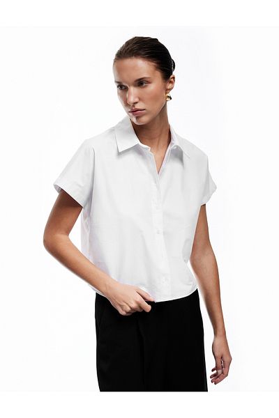 Koton Cotton Classic Collar Sleeveless Poplin Shirt