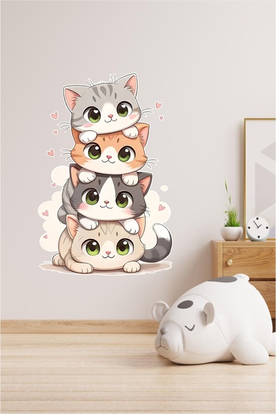 art for you Sevimli Kediler Duvar Sticker 50 x 70 Çocuk Odasi Uyumlu