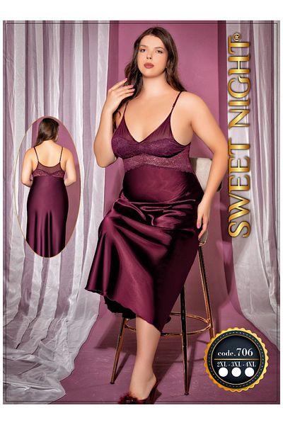 SATTENS ثوب نوم مقاس كبير - 2XL 3XL 4XL ثوب نوم نسائي طويل القامة