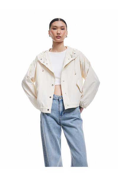 Koton Long Sleeve Pocket Hooded Raincoat