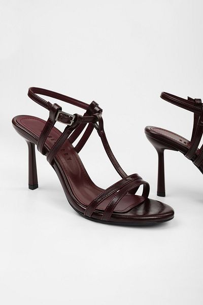 Shoeberry Women's Pace Burgundy Skin Heeled Shoes