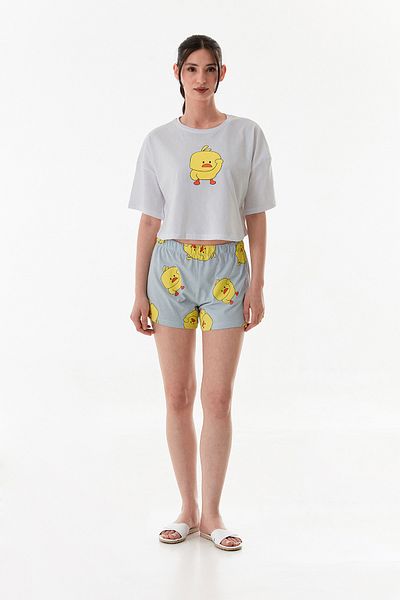 Fulla Moda Σετ πιτζάμες με στάμπα Chick Oversize με σορτς