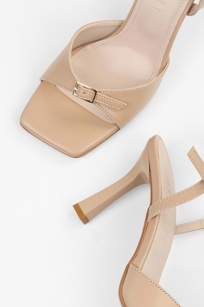 Shoeberry Women's Lucien Skin Belt Buckle Heeled Shoes