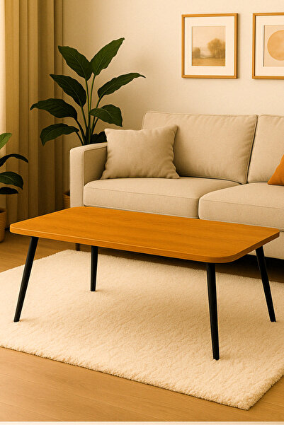 PEKA Orta Sehpa Dekoratif Dikdörtgen Siyah Ahşap Ayaklı Şık Tasarım