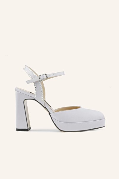 MARCATELLI Gümüş Saten Pedro Topuklu Ayakkabı