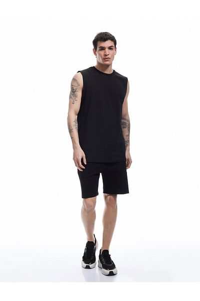 Koton Cotton Crew Neck Back Printed Oversize Sports Sleeveless T-Shirt