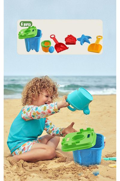 Sunman 3-6 Years Life Buoy & Swimming Sleeve & Large Beach Sand Bucket Swimming & Entertainment Set