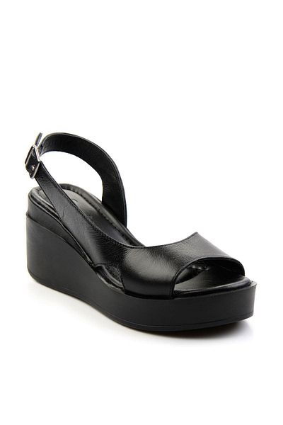 Bambi Black Leather Women's Sandals K 05359032503