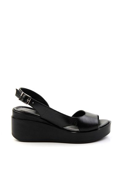 Bambi Black Leather Women's Sandals K 05359032503