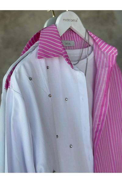 modabetce Diamond Stripe Detailed Shirt