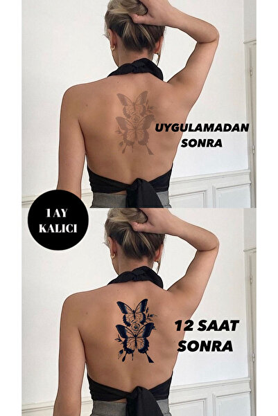 TAKIŞTIR Kelebek Figürlü 12 Saat Sonra Kararan Geçici Dövme Tattoo