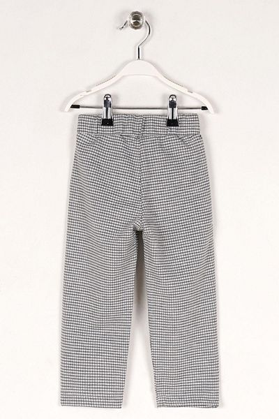 zepkids Plaid Patterned Girl's Gray Color Trousers with Belted Waistband