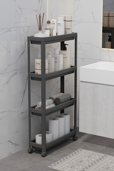 Heredot Mithra Life 4 Tier Slim Λεπτό Μαύρο Ράφι Κουζίνας Μπάνιου MIT1201