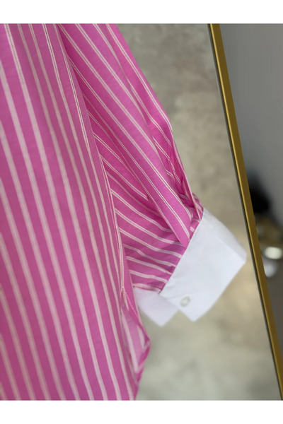 modabetce Embroidered Stripe Detailed Women's Shirt