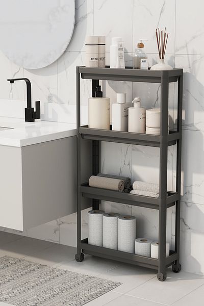 Heredot Mithra Life 4 Tier Slim Λεπτό Μαύρο Ράφι Κουζίνας Μπάνιου MIT1201