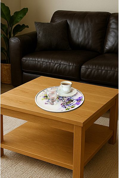kutuTR صينية تقديم قهوة خشب ام دي اف 3 قطع