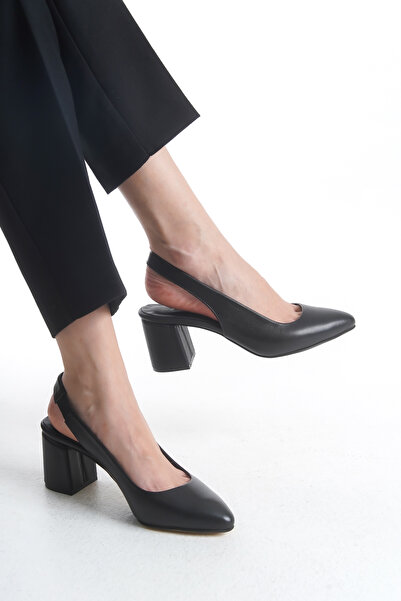 Tamdabu Ayakkabı PANTOFI DE DAMA NEGRU CU TOC 6 CM PIELE VERITABIL TMD 202582