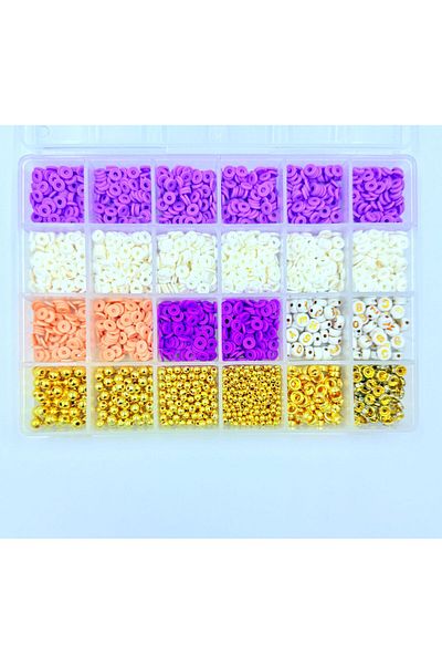 yiğit aksesuar Purple Whit Fimo Beads Letter Beads and Spacers Jewelry Making Kit Supplies 6