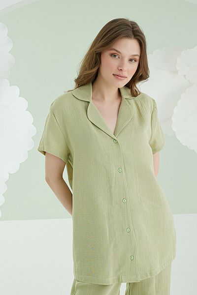 NBB 100% Cotton Muslin Women's Pajama Set - Front Buttoned Lightweight Fabric Comfortable Cut Summer"