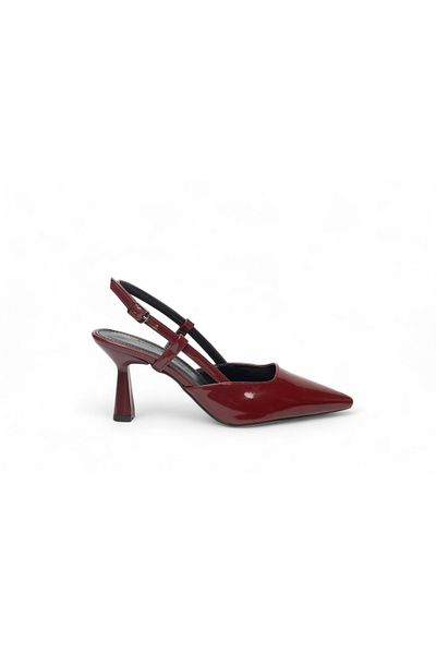 MODA İBO SHOES Burgundy Patent Leather 7cm Heel Stiletto Shoes