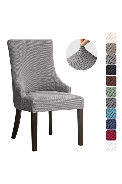 Choice غطاء كرسي A4 قطعة واحدة من غطاء كرسي الطعام المرن من قماش الجاكار والس...