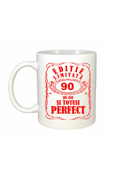 OEM Cană albă personalizată, ediție limitată 90 de ani, Inovatix®. 330 ml