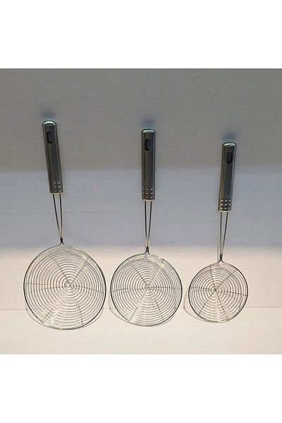Home 3-Piece Steel Colander Set (10.5-13-14.5 cm)