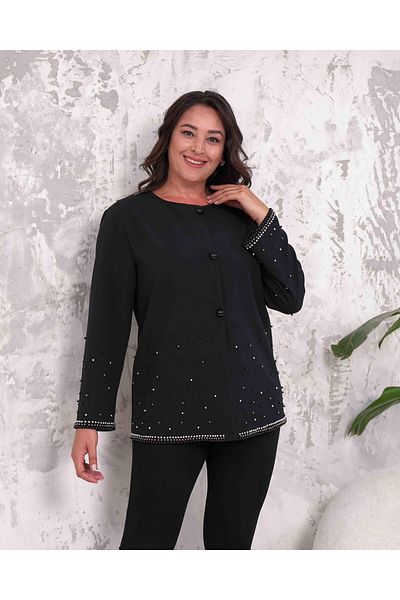Butik Nilyam Μαύρο σακάκι σακάκι με μαργαριταρένιες λεπτομέρειες - 24500