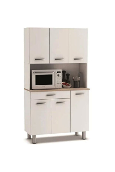 Tdesigno Amor Çok Amaçlı Dolap-Mikrodalga-Erzak-Airfryer-Mutfak-Kiler Dolabı-Kahve Köşesi-Beyaz-120CM