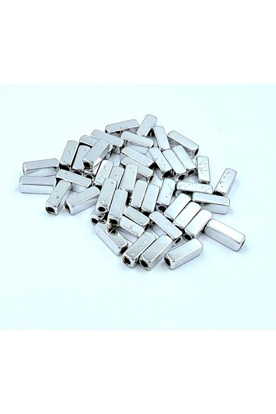yiğit aksesuar 20 Pcs Silver Square Tube Non-Blackening Intermediate Apparatus Jewelry Making Supplies