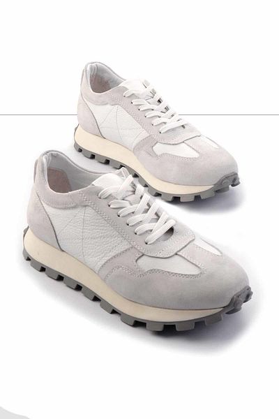 Bambi Λευκό Λευκό Δερμάτινο Ανδρικό Sneaker E01585731902
