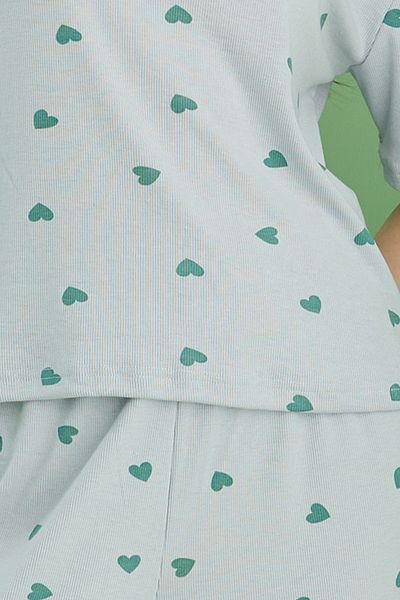 Siyah İnci Set de pijamale tricotate cu camisole cu imprimeu inimă albastră