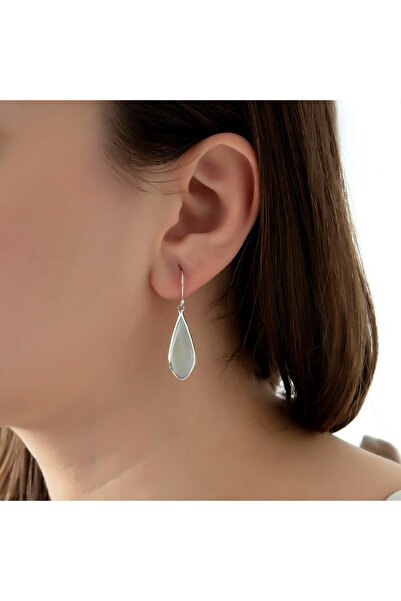 Pinart 925 Ayar Gümüş Sedef Taşlı Kadın Sallantılı Küpe PNRTB001436