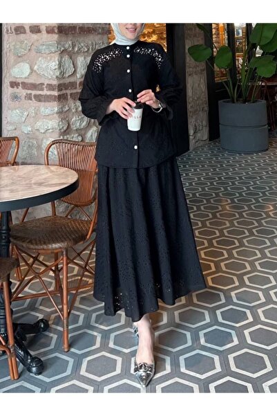 Modamorfo Комплект з фістками та каменем на плечі, що застібається на талії - чорний