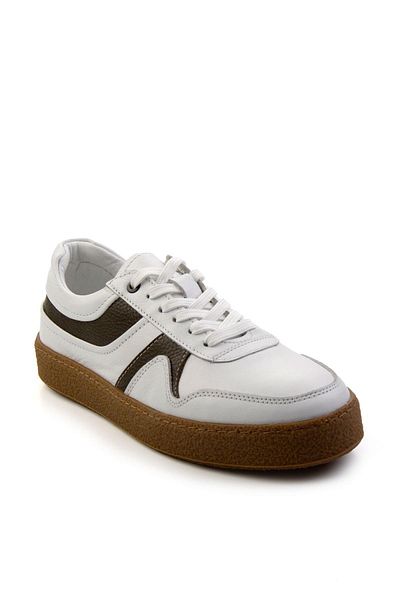 Bambi Λευκό Πράσινο Δερμάτινο Ανδρικό Sneaker E01585002603