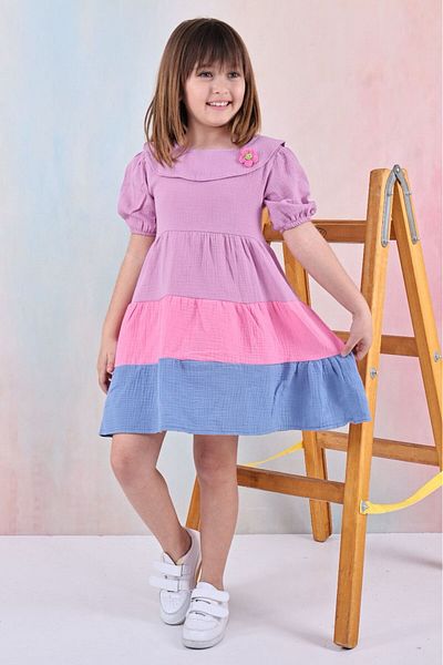 LUNA FSH Layered Colorful Collar Zippered Girl's Dress