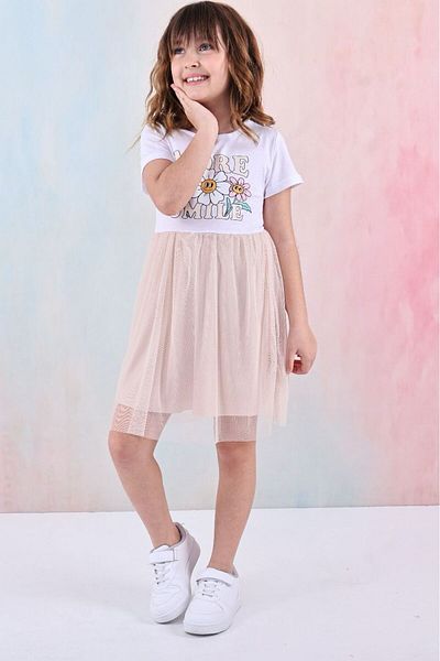 LUNA FSH Smile Printed Tulle Girl's Dress
