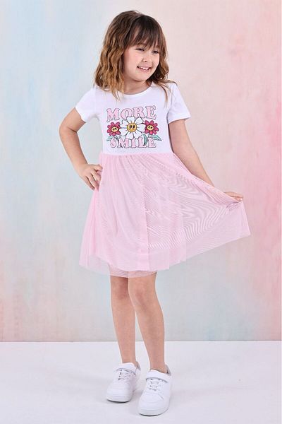 LUNA FSH Smile Printed Tulle Girl's Dress
