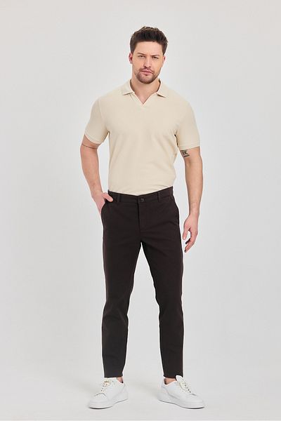 Frappoli Milano Ανδρικό καφέ βαμβακερό Lycra Slim Fit Pantalon