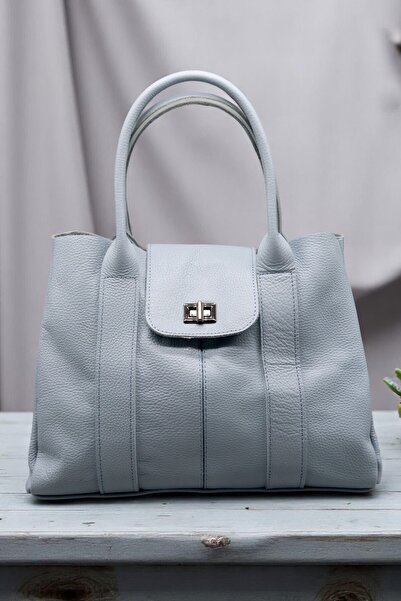 HFKY Kadın Mavi El Ve Omuz Çantası. Hakiki Deri Yavrulu Çanta.ry406