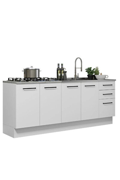Tdesigno Roma Mutfak 4 Kapaklı-3 Çekmeceli Alt Modül -200 cm - TEZGAH DAHİL DEĞİL