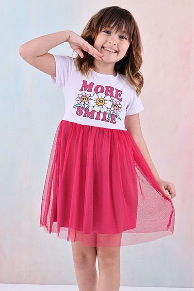 LUNA FSH Smile Printed Tulle Girl's Dress