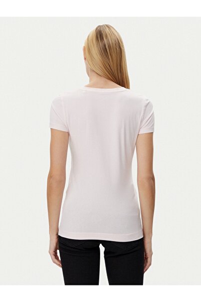 Guess Women's Pink Glitter Gradient Logo T-Shirt